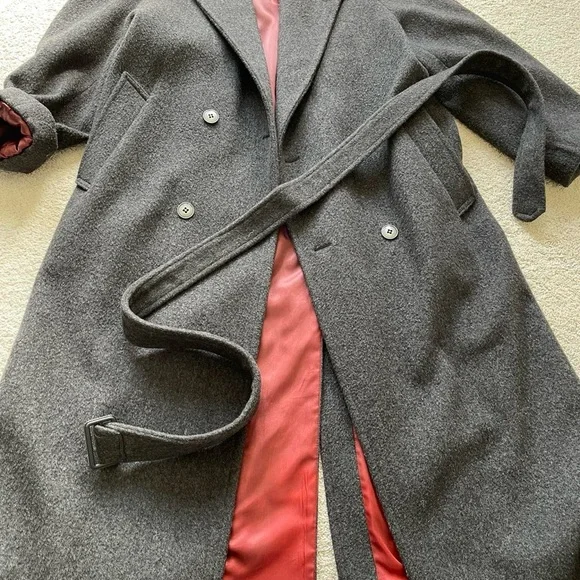 VINTAGE CHARCOAL GREY DOUBLE BREASTED WOOL TRENCH COAT🧥💫 - Picture 2 of 9